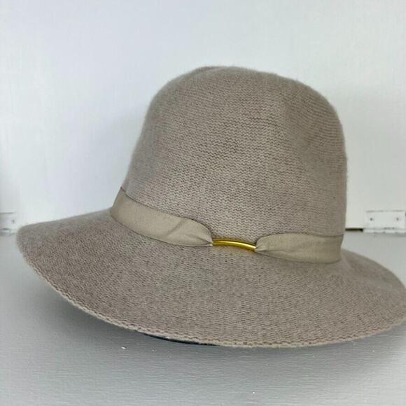 Anna & Ava Accessories - Anna & Ava Hat Womens Beige Knit Wool Blend Floppy Panama One Size